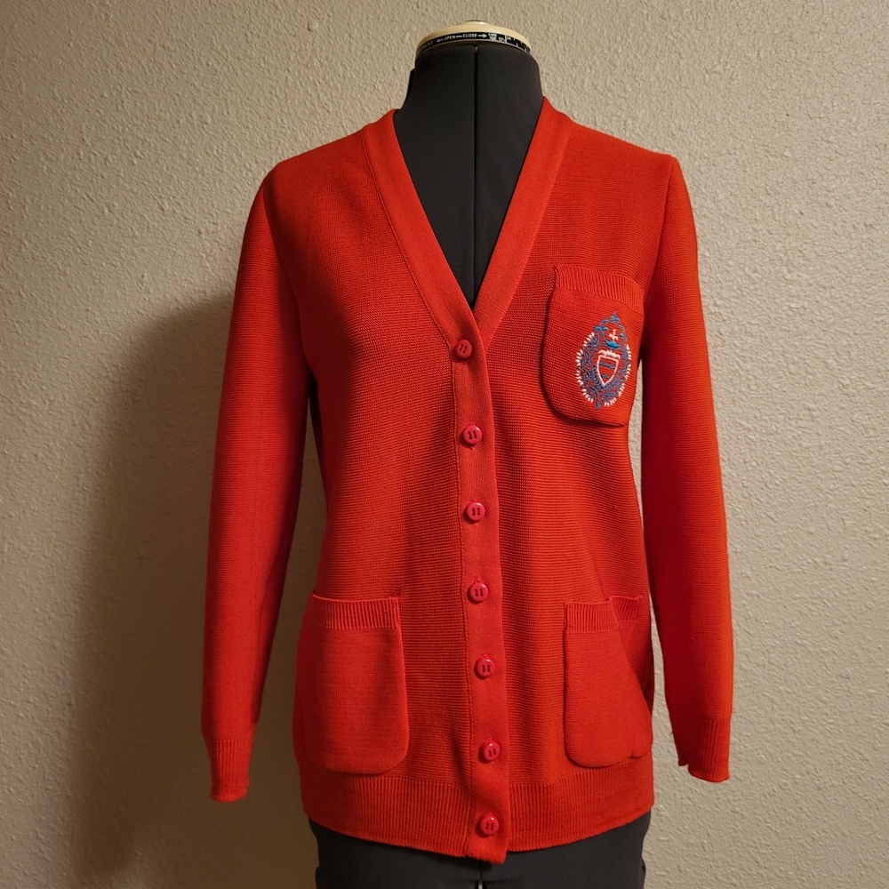 Vintage James Kenrob by Dalton Orange Knit Cardigan Sweater